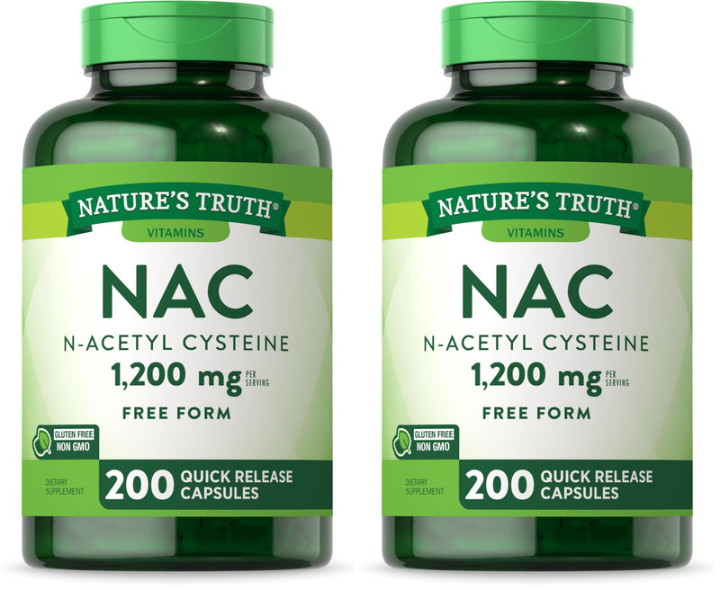 Nature's Truth NAC N-Acetyl Cysteine 1,200 mg | 200 Capsules | Pack of 2 | Non-GMO & Gluten Free