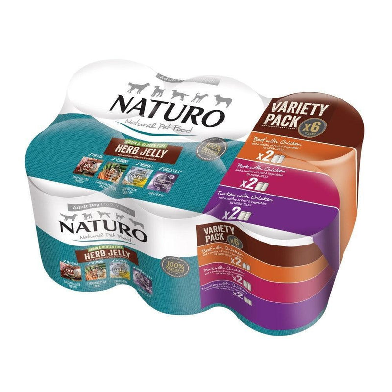 Naturo Adult Grain & Gluten Free Variety in Herb Jelly Tins 6 x 390g