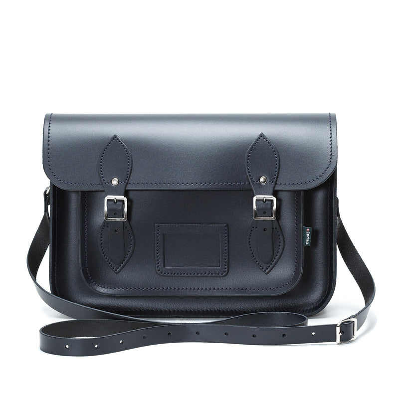 Handmade Leather Satchel - Navy Blue