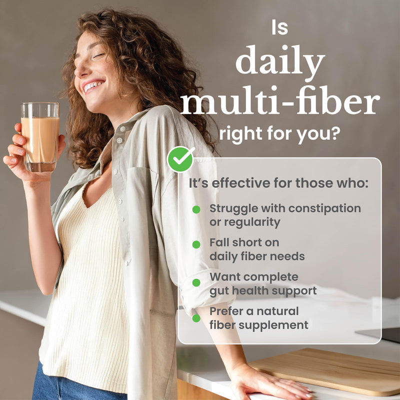 nbpure Daily Fiber Powder Blend – Digestive Health, Cholesterol Support, Weight Management | Savory Mocha, 45 Servings