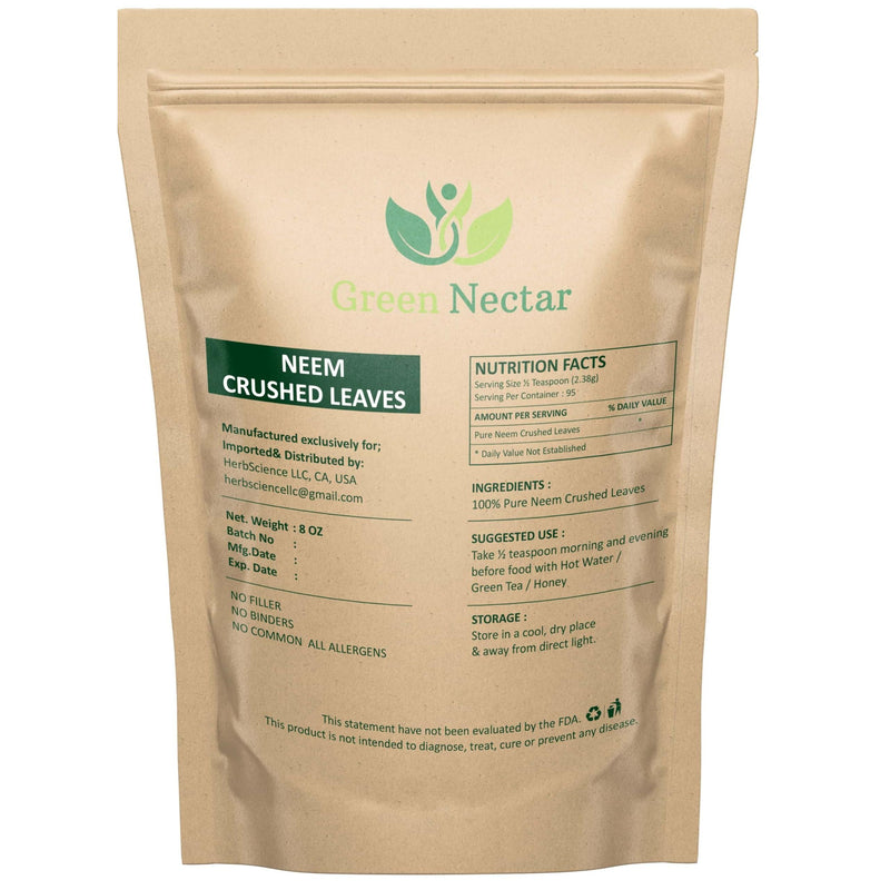 Neem Leaf 8 Oz - 100% Natural Detox Tea | Crushed Leaves | Non-GMO