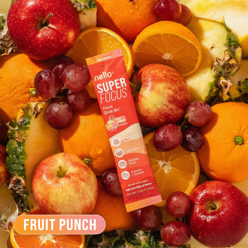 Nello Superfocus Drink Mix – Fruit Punch, Sugar-Free, On-The-Go Packets
