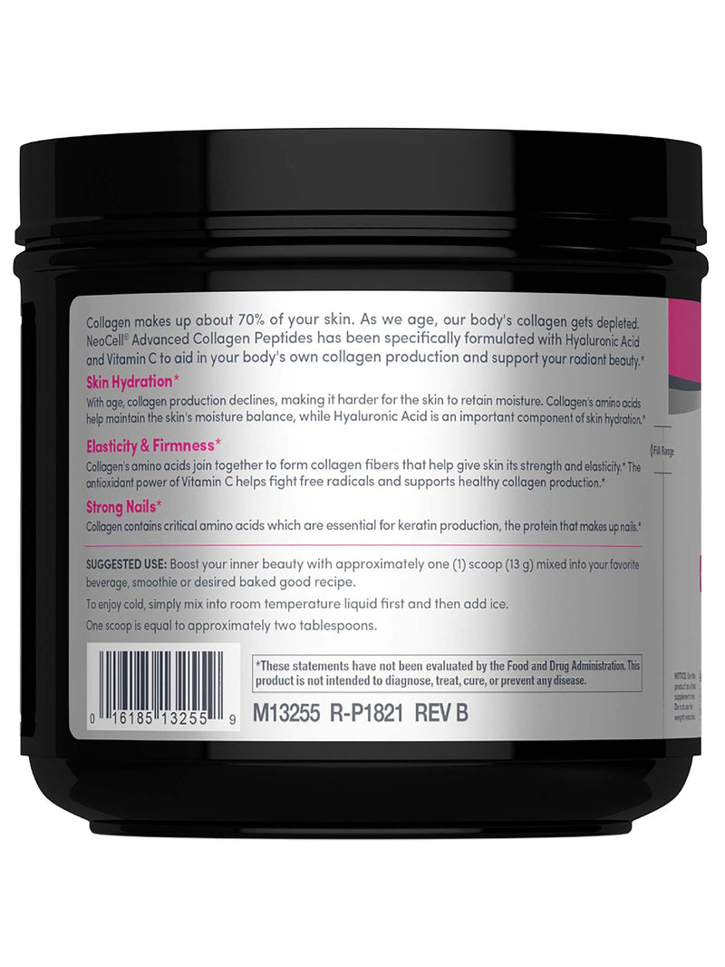 NeoCell Super Collagen Peptides – 13.7 oz | Grass-Fed Bovine | Hyaluronic Acid & Vitamin C