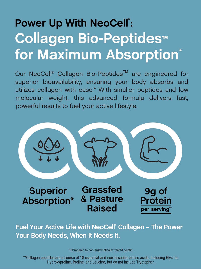 NeoCell Collagen Bio-Peptides Powder 22oz – Grass-Fed, Superior Absorption