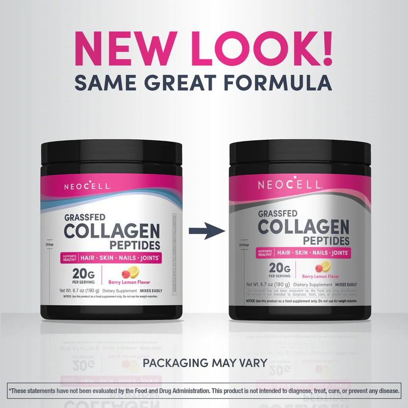 NeoCell Super Collagen Peptides – 10g Per Serving, Berry Lemon, Gluten Free, Keto, Non-GMO, Grass-Fed | 6.7 oz Canister