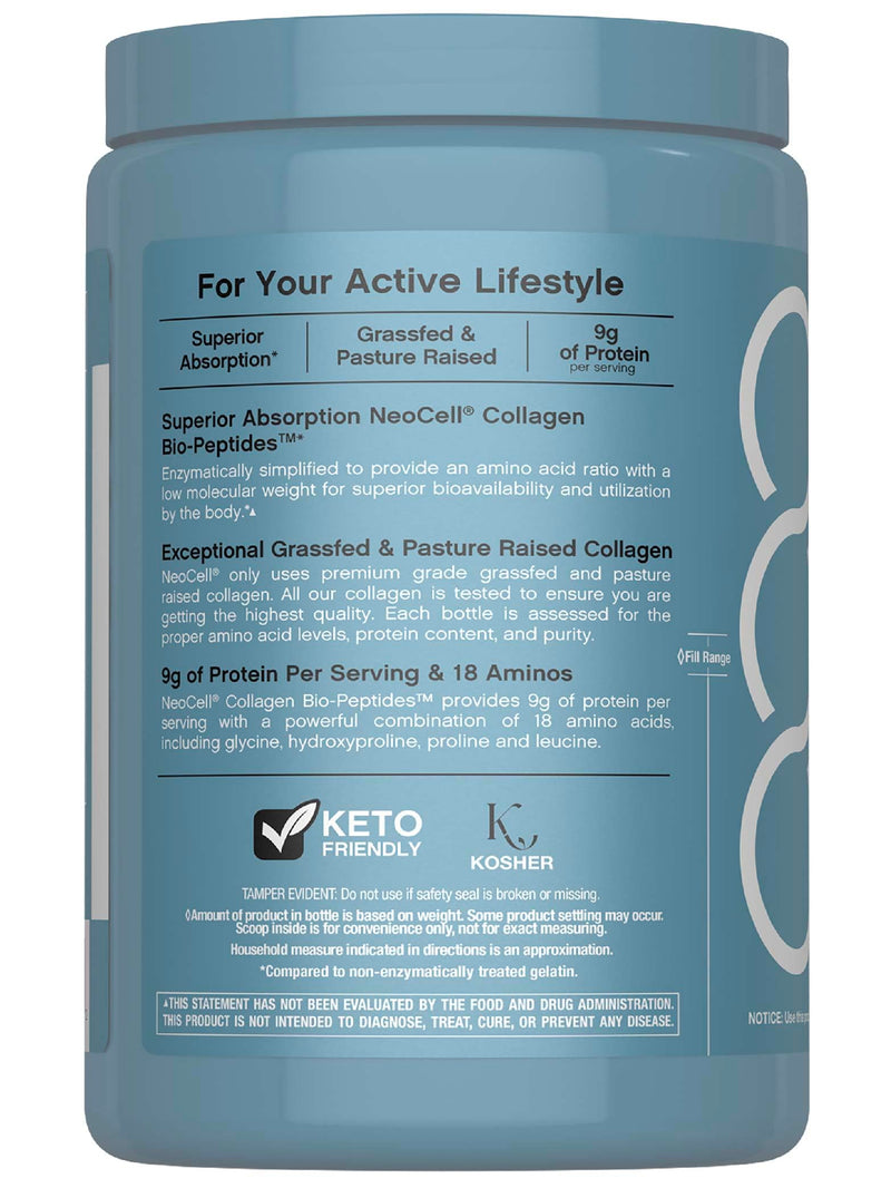 NeoCell Collagen Bio-Peptides Powder - 10oz | Grass-Fed, 18 Essential Amino Acids