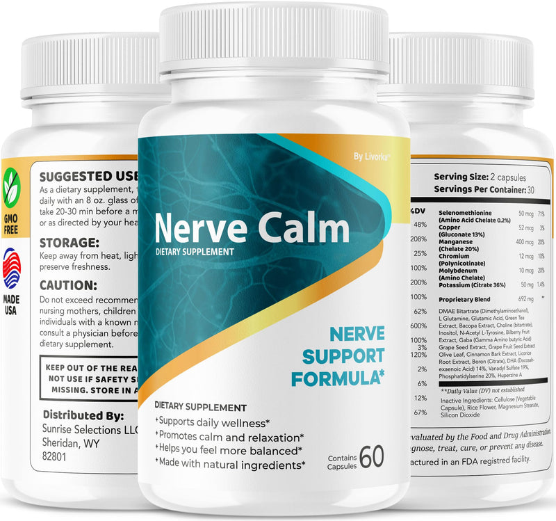 (3 Pack) Nerve Calm Capsules – Official NerveCalm Premium Formula, 90 Capsules