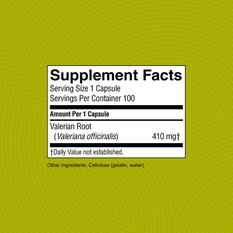Nature's Sunshine Valerian Root 100 Capsules | Relaxation & Sleep Support