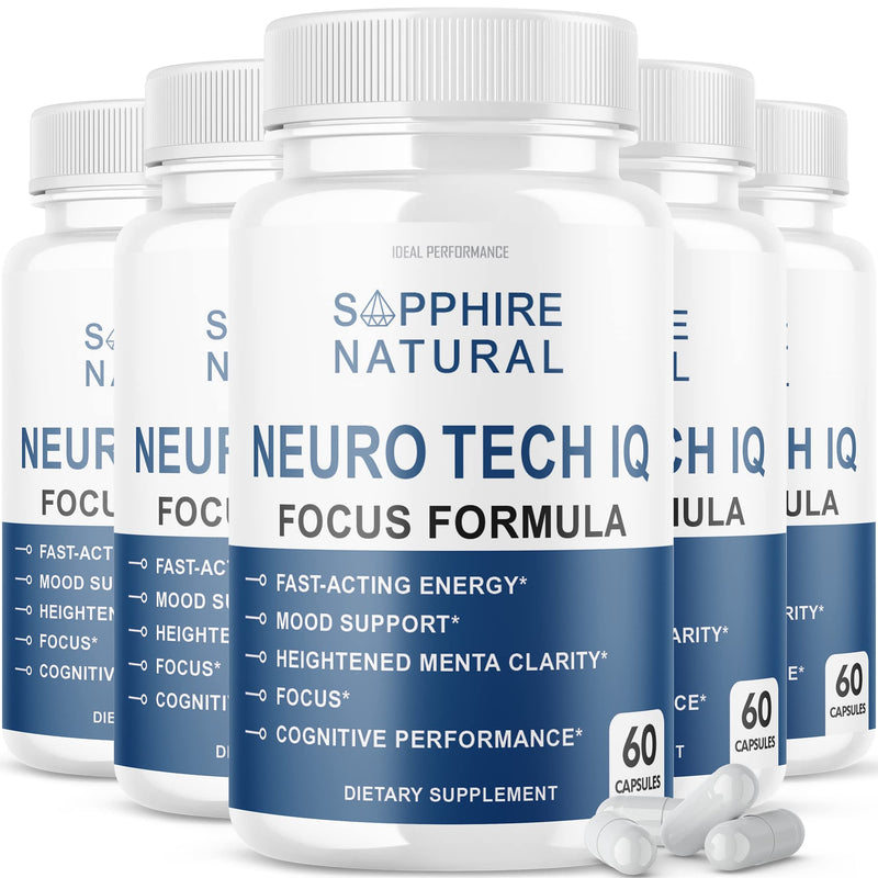 (5 Pack) Neuro Tech IQ Brain Supplement – Neurotech IQ Focus Formula Pills (300 Capsules)