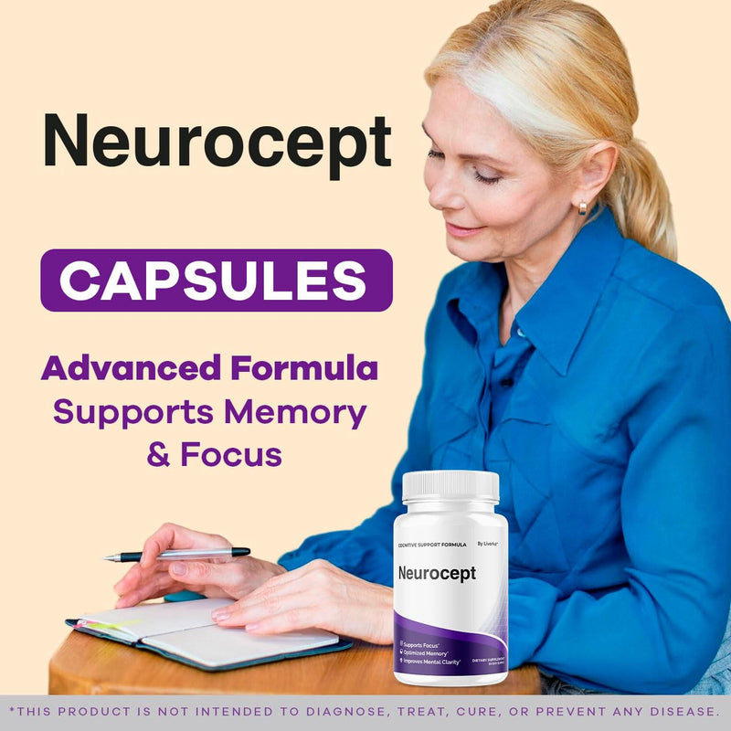 Neurocept Brain Supplement Capsules – Official Brain & Memory Focus Support, 60 Capsules (1 Month)