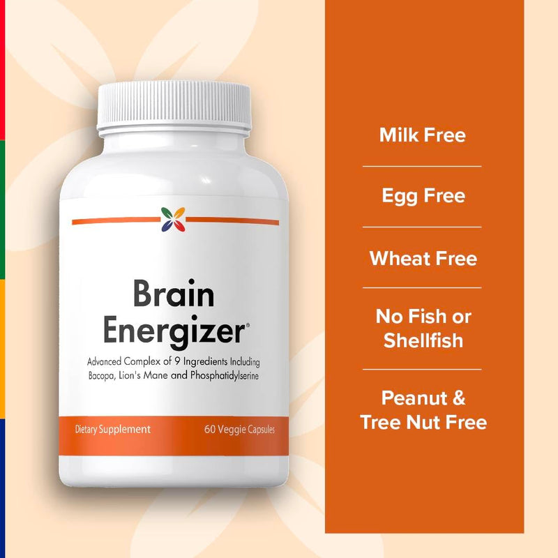 Stop Aging Now: Brain Energizer – 60 Veggie Caps | Advanced Complex with Lion's Mane, Bacopa & DMAE