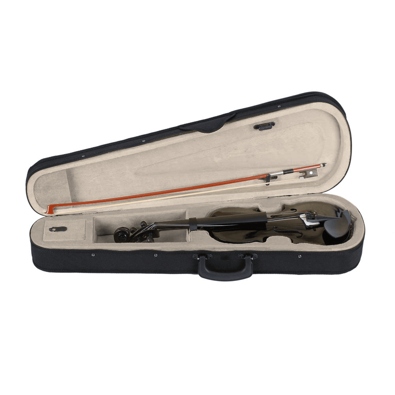 New 3/4 Acoustic Violin Case Bow Rosin Black - InStock