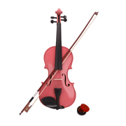 New 3/4 Acoustic Violin Case Bow Rosin Pink - InStock