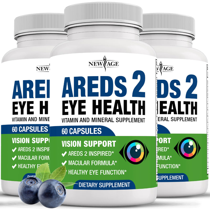 NEW AGE AREDS 2 Eye Vitamins – Lutein, Zeaxanthin, Bilberry & Astaxanthin – 180 Count