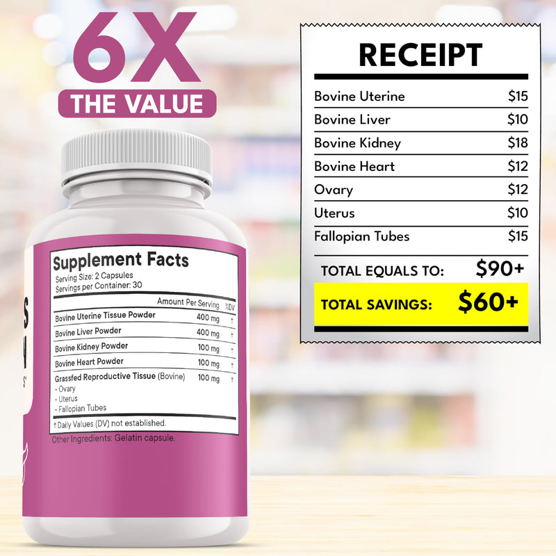 NEW AGE Beef Organ Supplement for Women - Grass-Fed, Pasture Raised - 60 Capsules