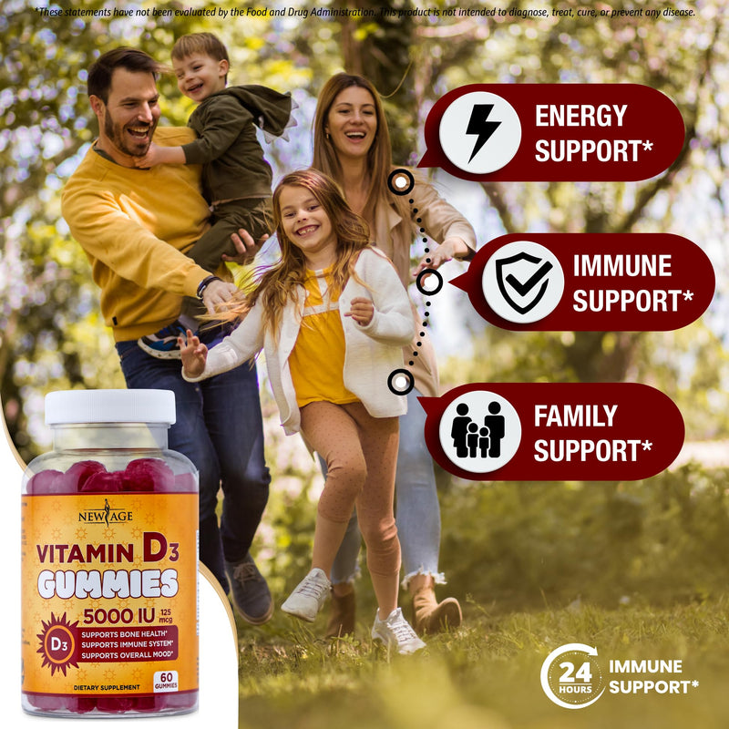 NEW AGE Immune Defense Combo - 2 Pack: Vitamin D3 5000 IU & Zinc Gummies