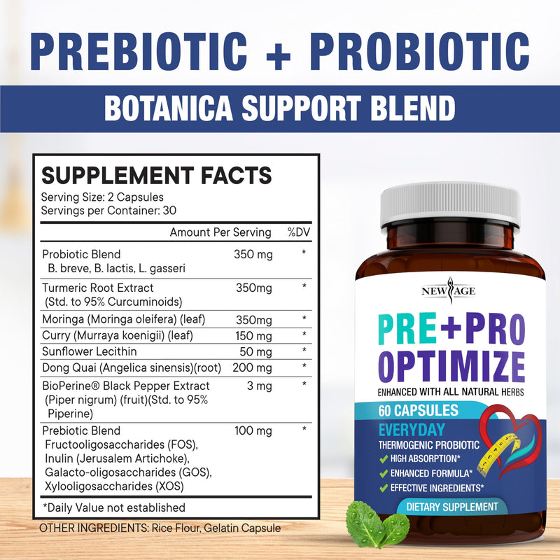NEW AGE Pro Optimize Probiotics for Women - 70B CFU, Menopause Support, Dong Quai Pack of 3