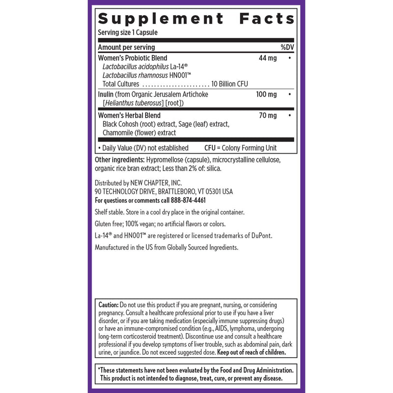 New Chapter All-Flora Probiotic Menopause Balance – 10B CFU, Vegan, Black Cohosh
