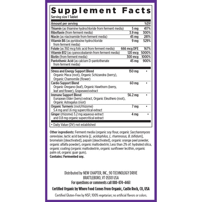 New Chapter Fermented Coenzyme B Complex – Organic B Vitamins (B12, B6, Biotin) 30 ct