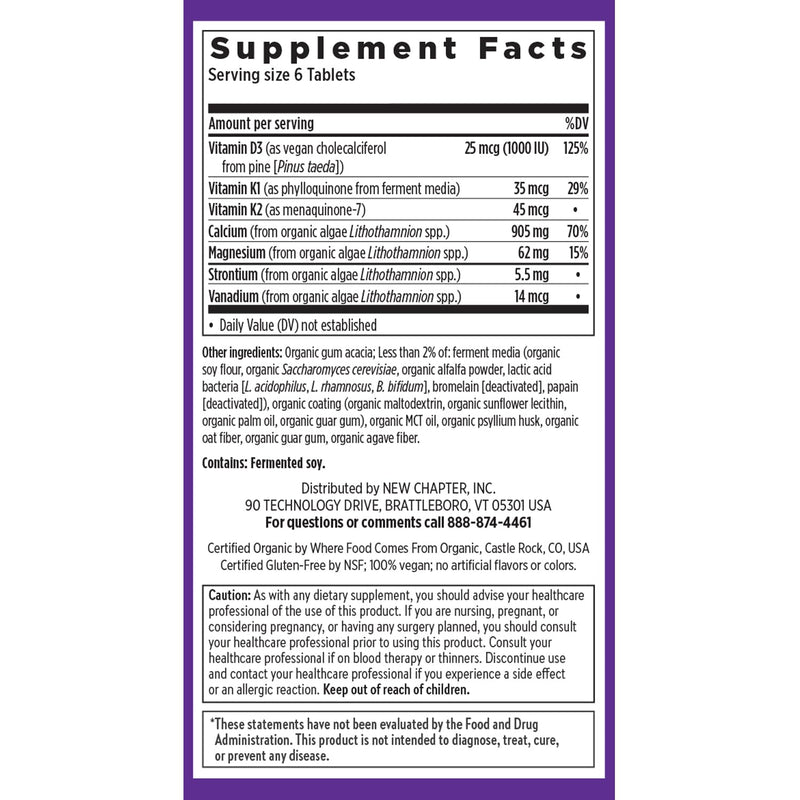 New Chapter Calcium Supplement – Organic Plant Calcium with D3 & K2, Tiny Tabs (240)