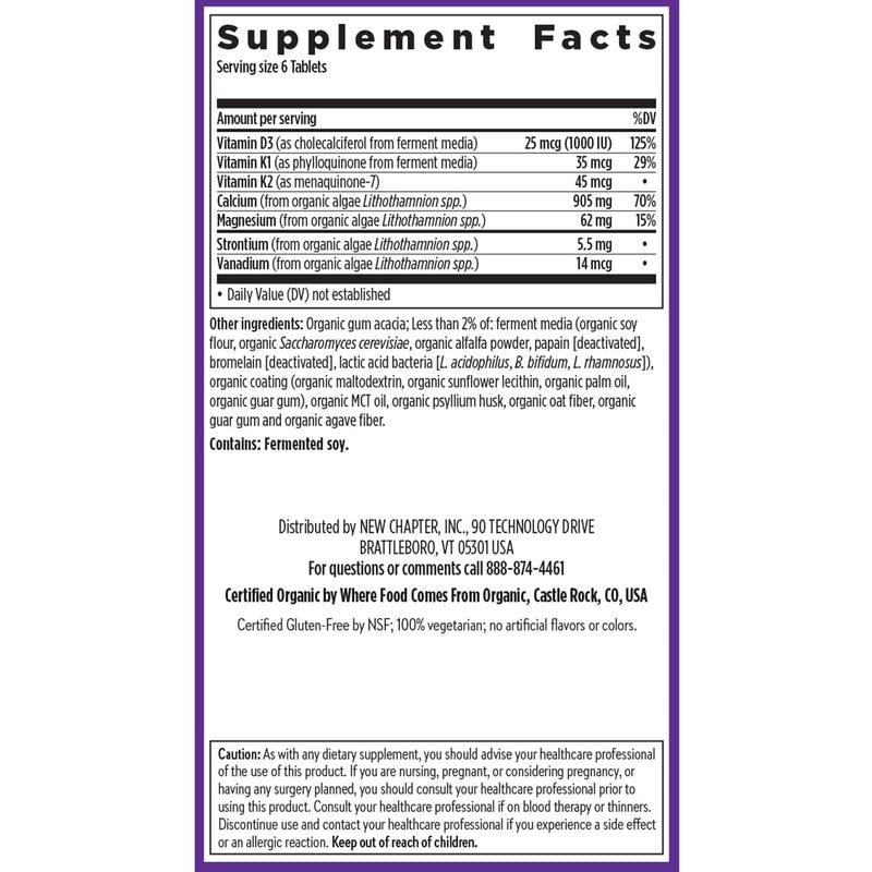 New Chapter Calcium Supplement – Organic Plant Calcium with D3 & K2, Tiny Tabs (240)