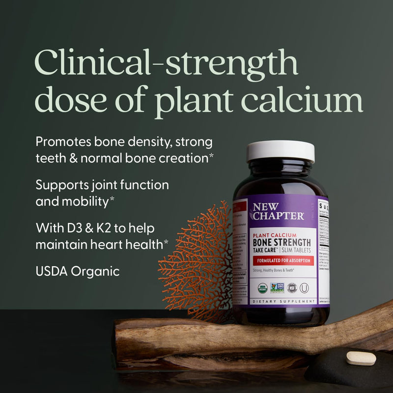 New Chapter Calcium Supplement – Organic Plant-Based Calcium with D3+K2 for Bone, Joint & Heart Support