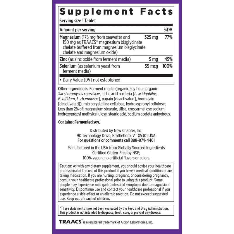New Chapter Magnesium-Selenium-Zinc Supplement | 325 mg Mg | 90 Count