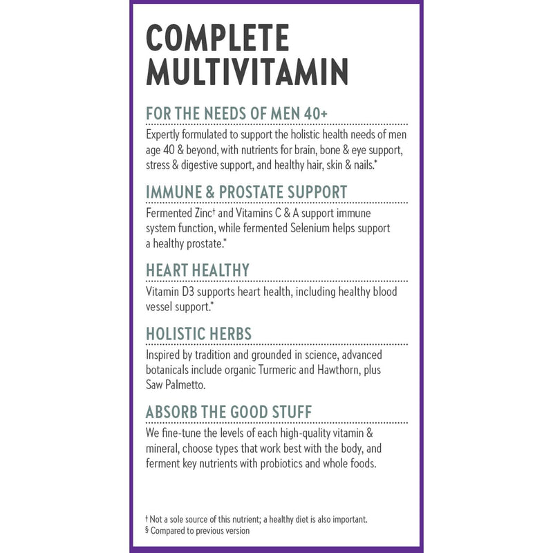 New Chapter Men’s Multivitamin 40+ – One Daily Fermented Nutrients for Immune & Energy Support | Gluten-Free