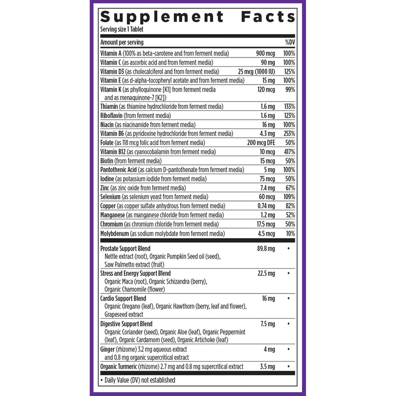New Chapter Men’s Multivitamin 40+ – One Daily Fermented Nutrients for Immune & Energy Support | Gluten-Free