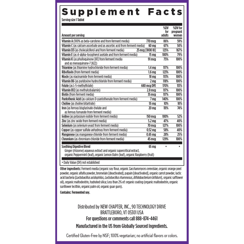 New Chapter Prenatal Vitamins — One Daily Multivitamin with Methylfolate + Choline | Gluten Free & Non-GMO | 90 Count