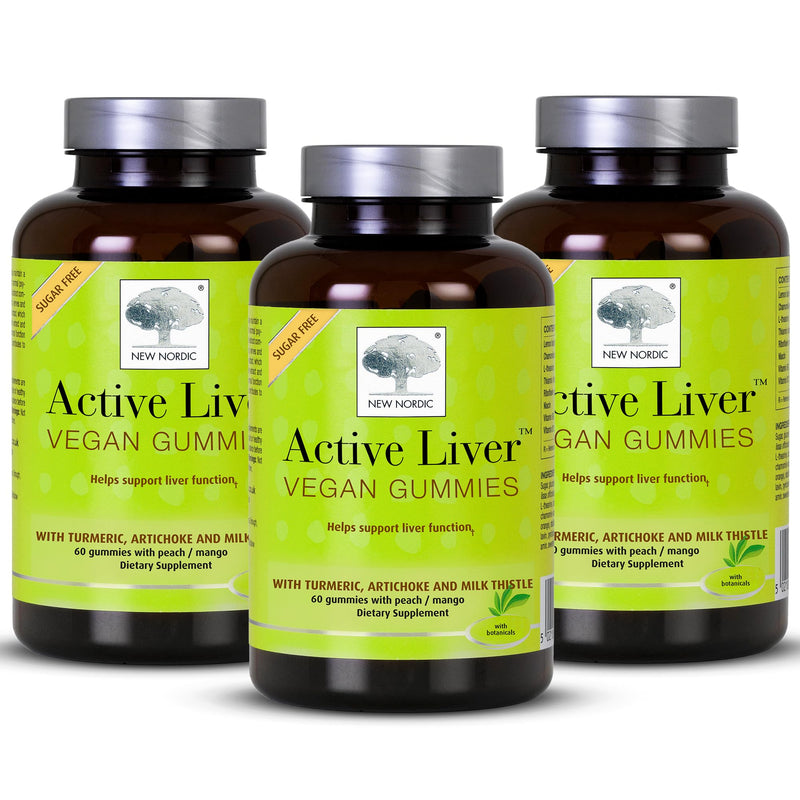 New Nordic Active Liver Gummies – Milk Thistle, Artichoke & Turmeric, Sugar Free & Vegan (Pack of 3)