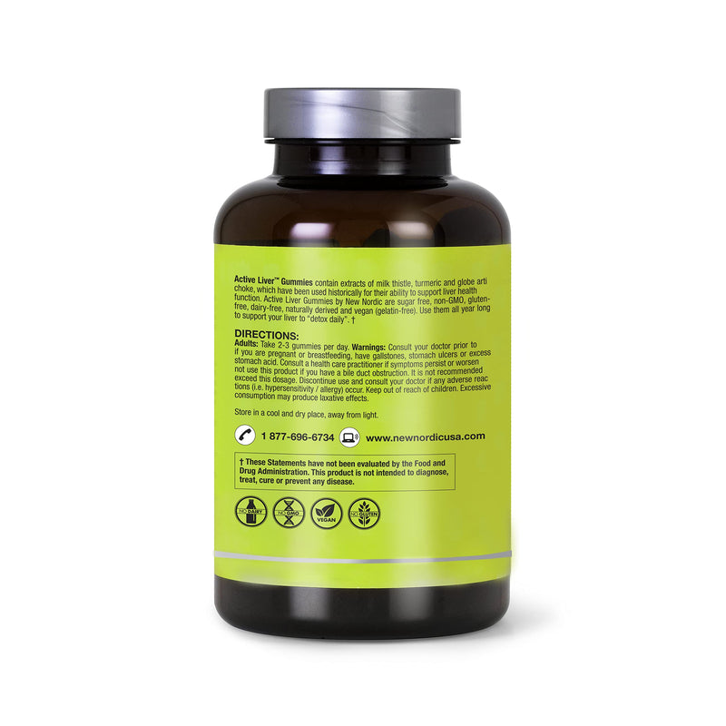 New Nordic Active Liver Gummies – Milk Thistle, Artichoke & Turmeric, Sugar Free & Vegan (Pack of 3)