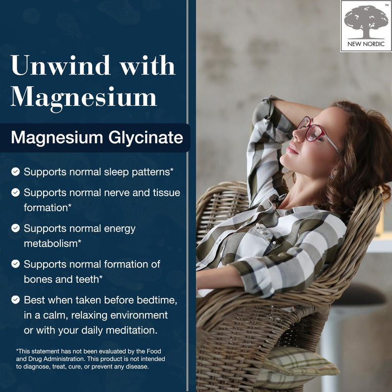 New Nordic Magnesium Glycinate 220 mg – Max Absorption, 30 Servings