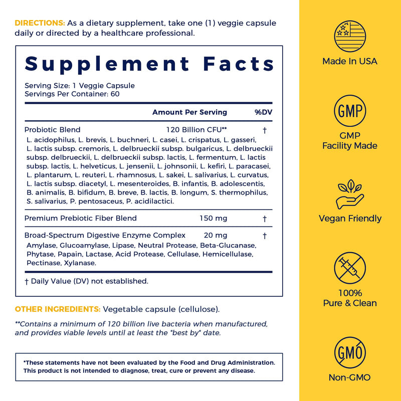 NewRhythm Probiotics 120 Billion CFU, 36 Strains – Digestive Health & Immune Support, 60 Veggie Caps