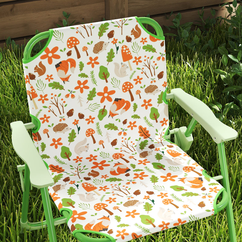 AIYAPLAY Kids Garden Table and Chair Set, Outdoor Patio Set w/ Parasol Green