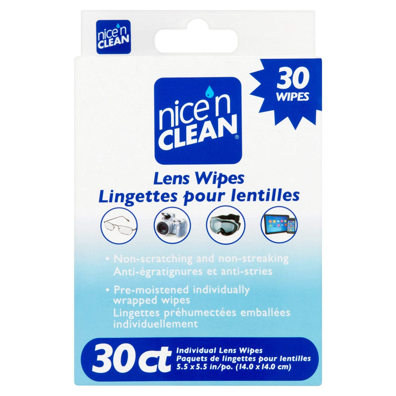 Nice 'N Clean 30 Lens Wipes – Pre-moistened, Non-Scratching, Non-Streaking, Anti-Fog