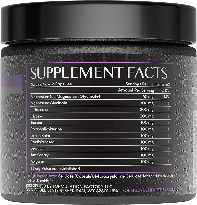 Formulation Factory The Night Before 10-in-1 Midnight Maximizer Sleep Supplement — Magnesium Glycinate, L-Theanine & More (360 Capsules, 6 Months)
