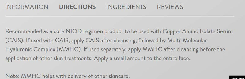 NIOD Multi-Molecular Hyaluronic Complex - 1 Oz