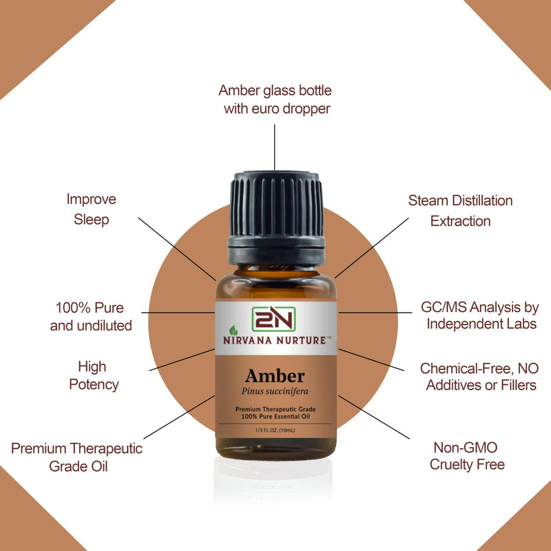 Nirvana Nurture Amber Essential Oil – 100% Pure, Premium Therapeutic Grade, Undiluted