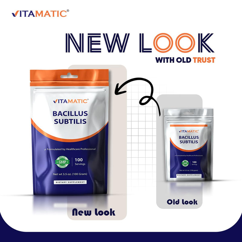 Vitamatic Bacillus Subtilis Probiotic Powder – 100 Billion per Serving, 100 g