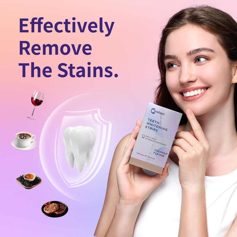 Coconut Whitening Strips – Enamel Safe, Non-Slip (18 Treatments)