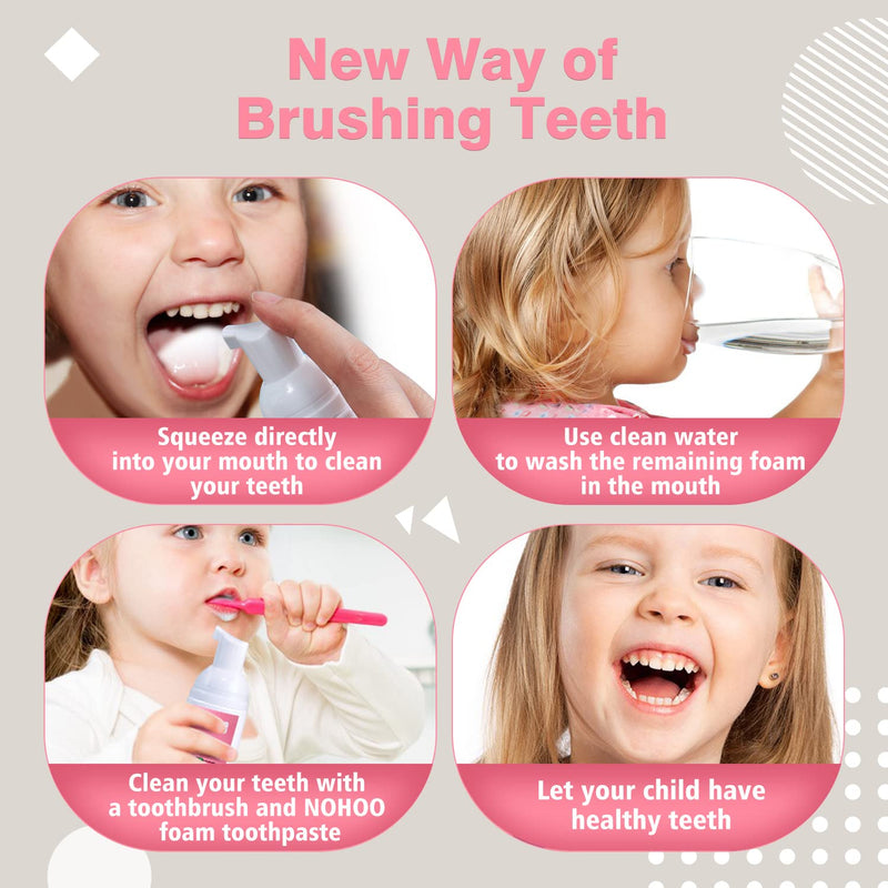 NOHOO Fluoride Free Foam Toothpaste for Kids – Peach Flavor (2 Pack)