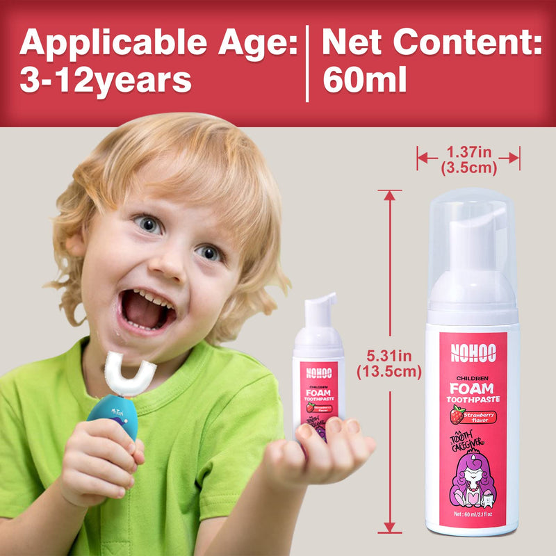 NOHOO Fluoride Free Foam Toothpaste for Kids – Strawberry & Canteloupe