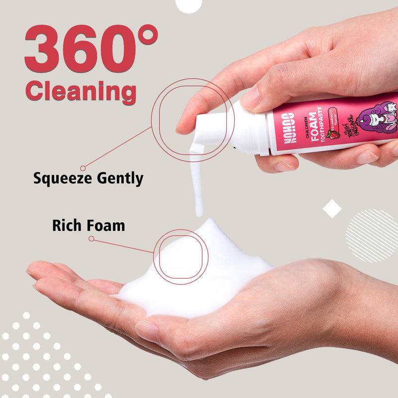 NOHOO Fluoride Free Foam Toothpaste for Kids – Strawberry & Canteloupe