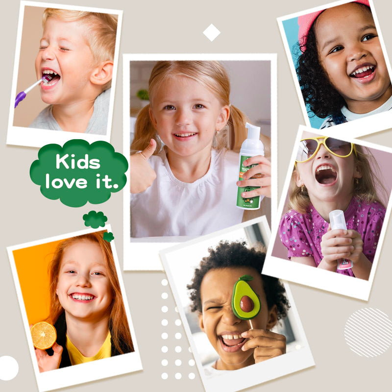 NOHOO Fluoride Free Foam Toothpaste for Kids - Natural Fruit Flavour Strawberry Orange Peach Watermelon