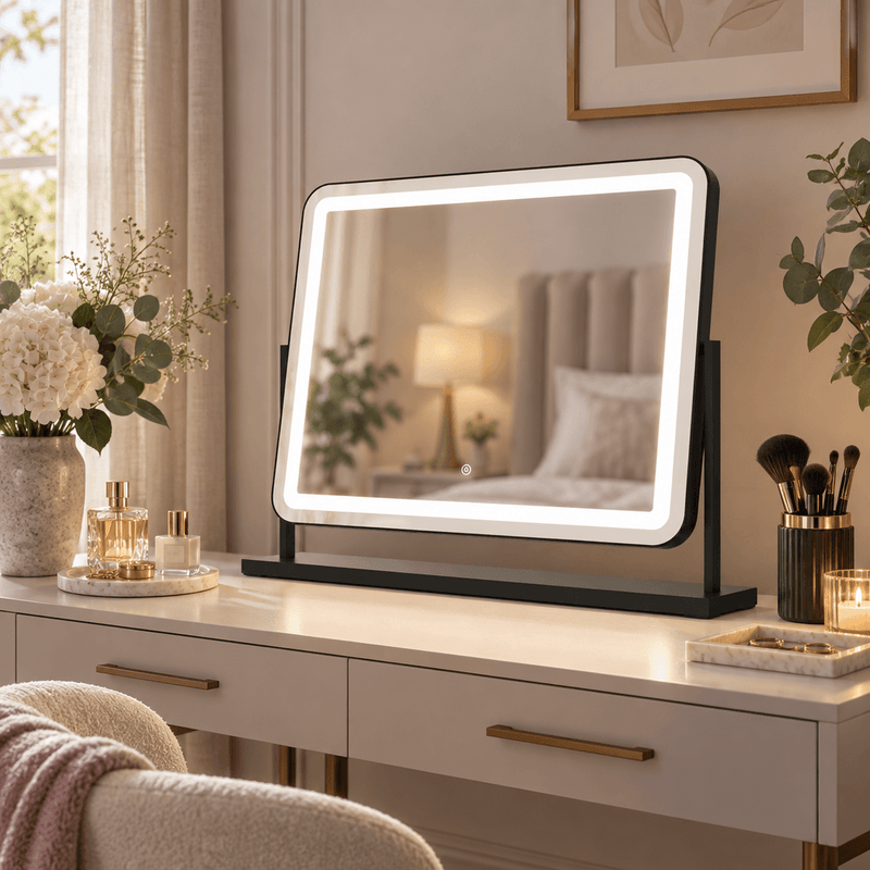 Noir Matt Black LED Vanity Mirror with Lights
