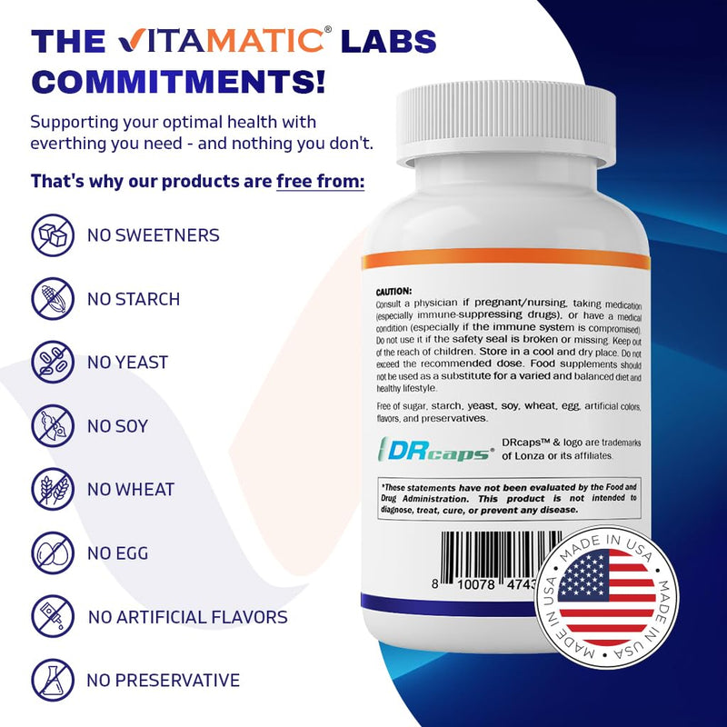 Vitamatic Saccharomyces Boulardii Probiotic 10B CFU – 60 DR Capsules – Made in USA