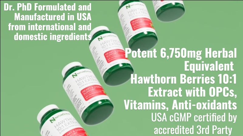 Super Potent Hawthorn Berry 10:1 Extract Capsules – Heart Health, Digestion & Glycemic Support | Non-GMO, Gluten Free, Vegan • USA (60 Count)