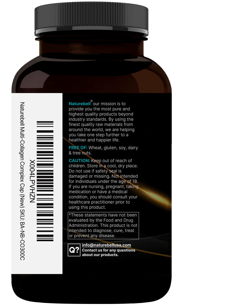 NatureBell Multi Collagen Complex – 300 Capsules, 5 Types + Hyaluronic Acid