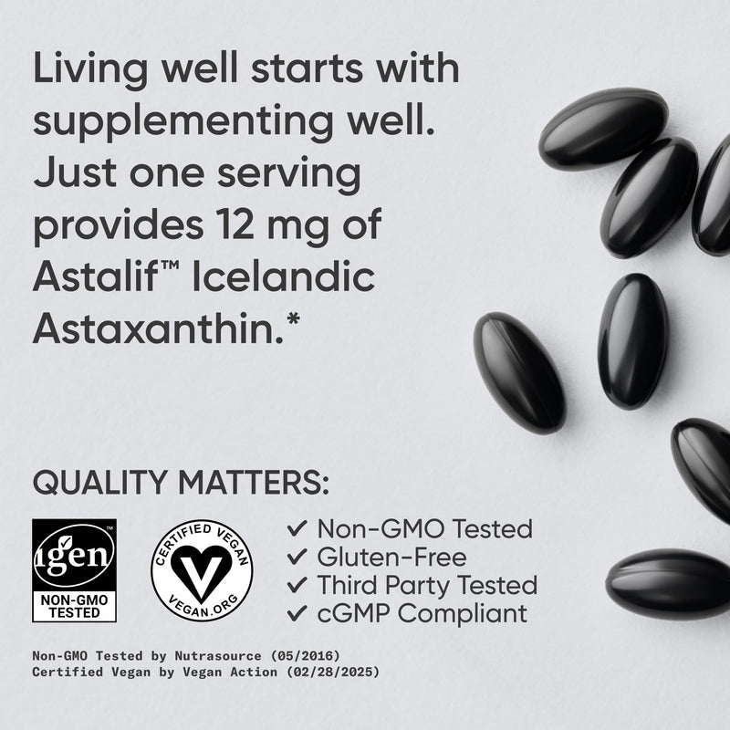 Sports Research Triple Strength Vegan Astaxanthin 12mg - Algae-Based, Non-GMO, 60 Softgels